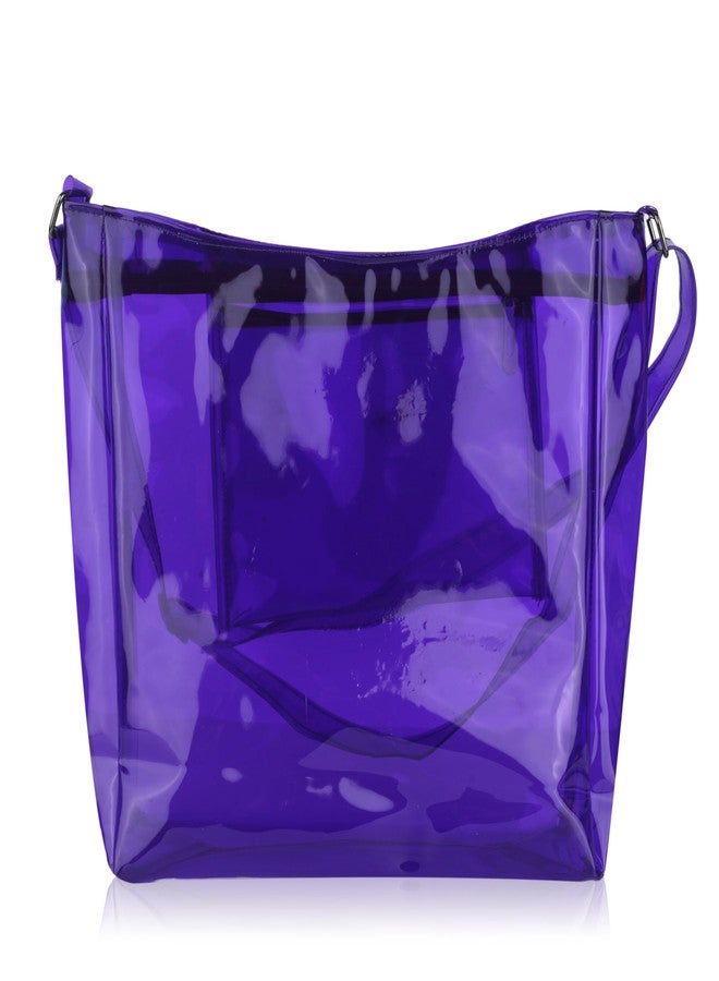 Echo Boomers Transparent Shoulder Bag - Trendy Purple | Stylish, Spacious, Durable & Multipurpose PVC Tote - Image 2